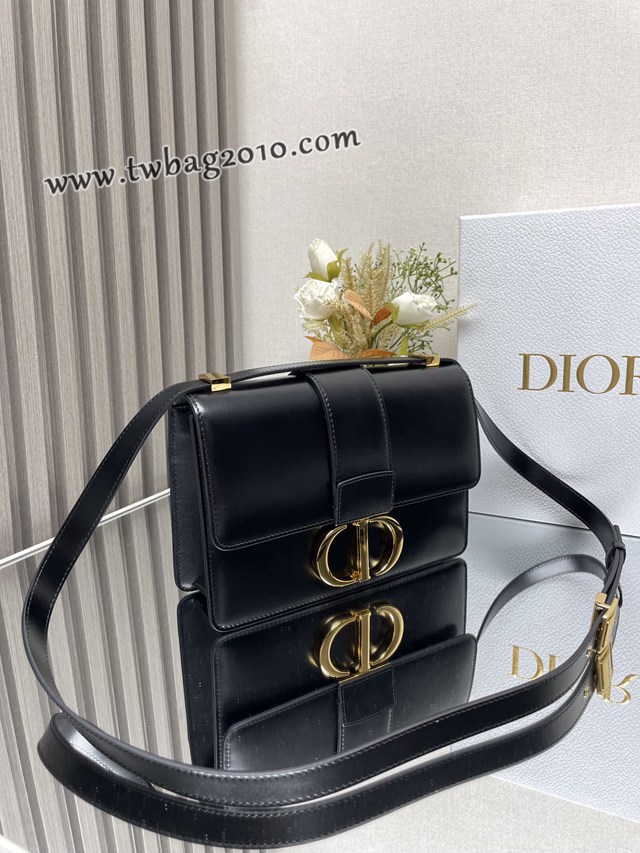 Dior专柜新款迪奥高仿原单蒙田30全皮黑色链条款肩背斜挎包 djfk1266